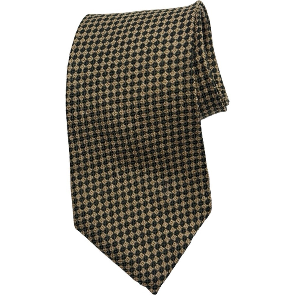 Vintage Andrew Roberts Olive & White Checkered Silk Tie –‎ Classic Style